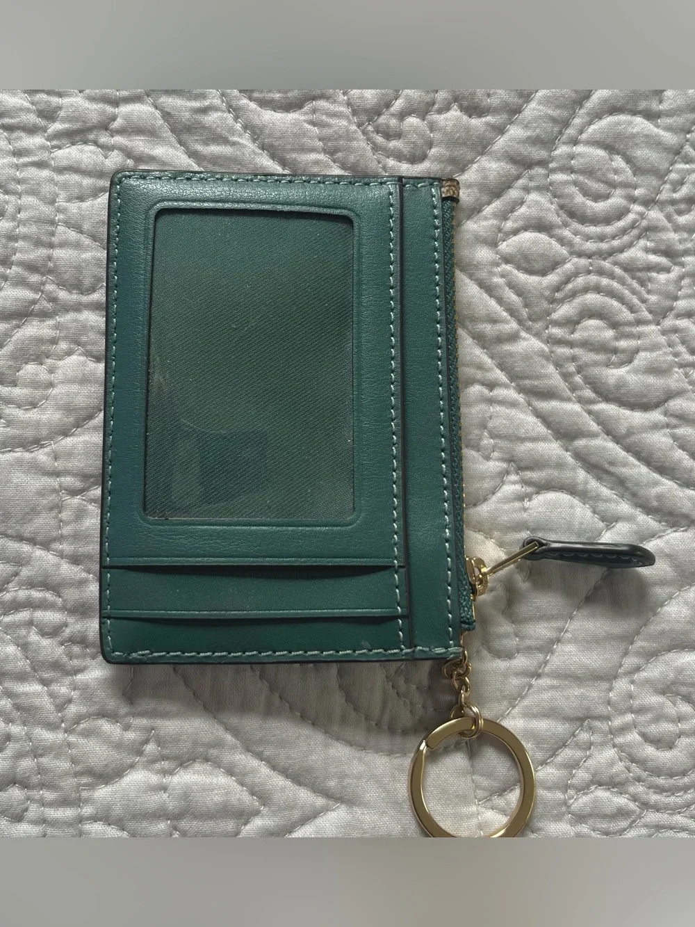 COACH Canvas Mini Skinny ID Case in Signature Brown and Tan Logo